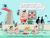 Cartoon: Bademeister gesucht (small) by RABE tagged dürre,hitze,hitzewelle,klima,klimawandel,rabe,ralf,böhme,caroon,karikatur,pressezeichnung,farbcartoon,tagescartoon,schwimmbad,freibad,becken,rettungsschwimmer,bademeister,wasser,rettungsring,stellengesuch,fachkraft,fachkräftemangel