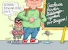 Cartoon: Bayern Bashing (small) by RABE tagged bildung,bildungssystem,vergleich,bundesländer,sachsen,bayern,söder,sieger,pisa,rabe,ralf,böhme,cartoon,karikatur,pressezeichnung,farbcartoon,tagescartoon,lehrer,schulranzen,schultafel,kreide,wettbewerb,leistungsvergleich