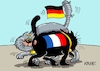 Cartoon: Beschupperung (small) by RABE tagged frankreich,paris,macron,treffen,deutschland,verhältniss,anspannung,rabe,ralf,böhme,cartoon,karikatur,pressezeichnung,farbcartoon,tagescartoon,olaf,scholz,kanzler,katzen,kater,beschnupperung,hintern,löchelchen