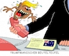 Cartoon: Beutelteufel (small) by RABE tagged trump präsident usa rede bild times strafzoll autobauer bmw rabe ralf böhme cartoon karikatur pressezeichnung farbcartoon tagescartoon australien telefonat abbruch beutelteufel tasmanien