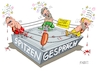 Cartoon: Boxenstopp (small) by RABE tagged olaf,scholz,bundeskanzler,ankündigung,zeitenwende,ergebnisse,opposition,union,rabe,ralf,böhme,cartoon,karikatur,pressezeichnung,farbcartoon,tagescartoon,kluft,spalt,brücke,ampel,ampelregierung,abgrund,spitzengespräch,ampelkoalition,boxer,boxring,boxhandschuhe,lindner,habeck,zähne,veilchen,blut,unterbrechung,pause,seile