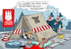 Cartoon: Camp nochmal (small) by RABE tagged hamburg,sturmflut,zwanzig,gipfel,militante,linke,linksextremisten,rabe,ralf,böhme,cartoon,karikatur,pressezeichnung,farbcartoon,tagescartoon,welle,gewalt,innenminister,protest,protestcamp,gipfelgegner,schlagstock,bauzelt,kanalarbeiter