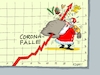 Cartoon: Corona Anstieg (small) by RABE tagged corona,coronapandemie,omikron,impfung,quarantäne,coronafälle,rabe,ralf,böhme,cartoon,karikatur,pressezeichnung,farbcartoon,tagescartoon,weihnachten,weihnachtsmann,geschenkesack,bilanz,diagramm,aufwärtstrend,pfeil