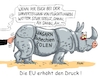 Cartoon: Druck im Kessel (small) by RABE tagged eu,brüssel,gerichtshof,strafen,klage,tschechien,ungarn,polen,orban,umverteilung,flüchtlinge,flüchtlingdkrise,italien,griechenland,rabe,ralf,böhme,cartoon,karikatur,pressezeichnung,farbcartoon,tagescartoon,nashorn,druck,finger,zwangsgelder