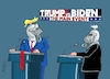 Cartoon: Duellanten III (small) by RABE tagged trump,usa,president,bolton,literatur,bücher,rabe,ralf,böhme,cartoon,karikatur,pressezeichnung,farbcartoon,tagescartoon,corona,biden,harris,tv,duelle,mikros,helm,visir,schloß,demokraten,november,präsidentschaftswahl,republikaner,rednerpult,schlammschlacht,maskenpflicht