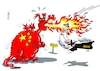 Cartoon: Durch die Flamme (small) by RABE tagged china,peking,menschenrechte,boykott,winterspiele,olympiade,rabe,ralf,böhme,cartoon,karikatur,pressezeichnung,farbcartoon,tagescartoon,taiwan,usa,staatsbesuch,pelosi,drachen,flugzeug,flammen,rauch,rauchschwaden