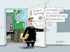 Cartoon: Einlassdienst (small) by RABE tagged grüne,woche,özdemir,berlin,bauern,bauernproteste,bauernblockade,rabe,ralf,böhme,cartoon,karikatur,pressezeichnung,farbcartoon,tagescartoon,transparent,eingang,dürresommer,entschädigung,bauerndemo,proteste,agrardiesel,dielselsubventionen,streichung,schuldenloch,subventionsabbau,landwirtschaft,landwirte