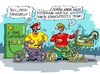 Cartoon: Elektrofahrräder (small) by RABE tagged bike,elektrofahrräder,fahrrad,biker,radtour,radweg,motorrad,elektromotor,tankstelle,steckdose,stecker,kabel,rabe,ralf,böhme,cartoon,karikatur,pressezeichnung,farbcartoon,tagescartoon,aal,aquarium,zitteraal,strom,ladestation,akku