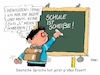 Cartoon: Eszett (small) by RABE tagged schulen,lehrer,schüler,lehrerzimmer,klassenzimmer,bildung,bildungsministerium,rabe,ralf,böhme,cartoon,karikatur,pressezeichnung,farbcartoon,tagescartoon,deutsch,rechtschreibung,groß,klein,zusammen,duden,eszett,doppeles,schultafel,scheiße,scheisse