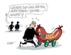 Cartoon: Extrawurst (small) by RABE tagged merz,kanzler,koalition,union,spd,klingbeil,cartoon,karikatur,pressezeichnung,farbcartoon,tagescartoon,db,bahn,frühling,frühjahr,frühjahrsputz,ice,zug,blumenkasten,blumenkästen,esc,songcontest,spahn,jens,extrawurst,leihmutter,leihmutterschaft,verbot,kinderwagen,eltern,kinderwunsch,doppelmoral,baby