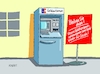 Cartoon: Geldautomat (small) by RABE tagged sparkasse,banken,geldinstitute,geldautomaten,kunden,geldtransporte,geldtransportunternehmen,rabe,ralf,böhme,cartoon,karikatur,pressezeichnung,farbcartoon,tagescartoon,geld,euro,geldscheine,banknoten