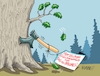 Cartoon: Glückwunsch zum Jubiläum (small) by RABE tagged baum,wald,tag,ast,äste,laub,natur,waldspaziergang,jubiläum,rabe,ralf,böhme,cartoon,karikatur,pressezeichnung,farbcartoon,tagescartoon,axt,baumrinde,abholzung,baumfällung,waldschaden