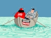 Cartoon: Groko Submarine (small) by RABE tagged merkel,kanzlerin,bundestag,befragung,fragestunde,rede,antwort,parteien,abgeordnete,rabe,ralf,böhme,cartoon,karikatur,pressezeichnung,farbcartoon,tagescartoon,lgroko,große,koalition,koalitionskrach,flüchtlingsfrage,rentenfrage,boot,see,ruderer,nahles,spd