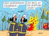 Cartoon: Hitziges (small) by RABE tagged feuerwehr,trockenheit,waldbrände,rabe,ralf,böhme,cartoon,karikatur,presse,zeichnung,farbcartoon,tagescartoon,klimawandel,pilz,pilze,pilzsammler,heizpilz