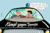 Cartoon: Inslenkradgreifer (small) by RABE tagged bund,kommune,innenminister,bundesregierung,terrorgefahr,terrorbekämpfung,is,anschläge,rabe,ralf,böhme,cartoon,karikatur,pressezeichnung,farbcartoon,tagescartoon,pkw,beifahrrer,lenkrad