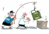 Cartoon: Köder (small) by RABE tagged merz,kanzler,koalition,union,spd,klingbeil,cartoon,karikatur,pressezeichnung,farbcartoon,tagescartoon,db,bahn,frühling,frühjahr,frühjahrsputz,ice,zug,blumenkasten,blumenkästen,esc,songcontest,köder,tankrabatt,wähler,urne,angelrute,landtagswahl,senatswahl,berlin,mecklenburg,vorpommern