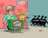 Cartoon: Leierkastenfrau (small) by RABE tagged merkel,kanzlerin,eu,eurostaaten,flüchtlinge,flüchtlingskrise,zusammenhalt,prag,warschau,orban,tschechien,rabe,ralf,böhme,cartoon,karikatur,poressezeichnung,farbcartoon,tagescartoon,leierkasten,hut,flüchtlingspolitik,visegradstaaten,spinnennetze