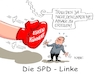 Cartoon: Linker Haken (small) by RABE tagged bundestagswahl,wahlkampf,osten,ddr,ostbeauftragter,bundesregierung,recht,rabe,ralf,böhme,cartoon,karikatur,pressezeichnung,farbcartoon,tagescartoon,laschet,söder,olaf,scholz,triell,rtl,linke,absage,zusage,haken,kevin,kühnert,saskia,esken,doppelspitze