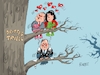 Cartoon: Lovestory (small) by RABE tagged bundestagswahl,wahlkampf,osten,ddr,ostbeauftragter,bundesregierung,recht,rabe,ralf,böhme,cartoon,karikatur,pressezeichnung,farbcartoon,tagescartoon,kanzleramt,laschet,gartenzwerg,triell,tv,liebe,turteltauben,anschiss,lovestory,baerbock,scholz,baum,vogelkacke