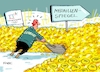 Cartoon: Medaillenregen (small) by RABE tagged winterspiele,olympia,südkorea,gold,goldmedaillen,mannschaft,wintersport,rabe,ralf,böhme,cartoon,karikatur,pressezeichnung,farbcartoon,tagescartoon,medaillenregen,skiläufer,schnee,schneeschiber,schippe