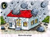 Cartoon: Meteoritenregen (small) by RABE tagged eu,krise,rettungspaket,hilfspaket,rettungsschirm,euro,rettungsring,bundesregierung,kanzlerin,merkel,cdu,fdp,brüssel,währungsfond,koalition,schwarzgelb,wirtschaftsminister,finanzminister,schäuble,portugal,griechenland,irland,italien,spanien,haus,eigentumsw