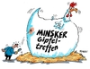 Cartoon: Minskergipfel (small) by RABE tagged ukraine,ukrainekrise,minsk,weissrussland,russland,poroschenko,putin,hollande,merkel,gipfeltreffen,separatisten,feuerpause,einigung,waffenruhe,rabe,ralf,böhme,cartoon,karikatur,pressezeichnung,farbcartoon,kremlchef,huhn,henne,ei,legehenne