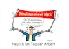 Cartoon: Nix als Arbeit (small) by RABE tagged gewerkschaften,tarife,tarifverhandlungen,streik,gew,verdi,rabe,ralf,böhme,cartoon,karikatur,pressezeichnung,farbcartoon,tagescartoon,schleifstein,messer,gewerkschaftsmitglied,mai,kamptag,arbeitstag,maidemonstartion,maidemo,transparent,alleine,transparenthalter,arbeiter,stofftransparent,stark