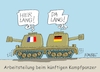 Cartoon: Panzerprojekt (small) by RABE tagged bundeswehr,pistorius,kriegstüchtigkeit,deutschland,armee,cartoon,karikatur,pressezeichnung,farbcartoon,tagescartoon,kriegsführung,frankreich,partnerschaft,paris,macron,panzer,kampfpanzer,arbeitsteilung,richtung,panzerbau,kampfpanzerprojekt,rüstungsindustrie