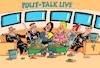 Cartoon: Polittalk immer nochmal (small) by RABE tagged polittalk,talkshow,moderator,ard,zdf,anne,will,maischberger,plaßmann,illner,fragerunde,gülle,jauche,besserwisser,bosbach,rabe,ralf,böhme,cartoon,karikatur,pressezeichnung,farbcartoon,tagescartoon,pateienstreit,wahlkampf,cdu,union,linke,linksradikale