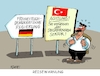 Cartoon: Reisewarnung (small) by RABE tagged reisewarnung,reisehinweis,außenminister,gabriel,erdogan,ankara,türkei,deutschland,touristen,rabe,ralf,böhme,cartoon,karikatur,pressezeichnung,farbcartoon,tagescartoon,demokratie,sektor,merkel,schilder,reisende,warnung