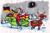 Cartoon: Rentierschlitten mit Deutschland (small) by RABE tagged rentierschlitten,bundesrepublik,deutschland,bundesregierung,deutschlandfahne,flagge,schwarz,rot,gold,schnee,euro,weihnachten,geschenke,weihnachtsmann,bescherung,fußball,wm