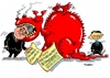 Cartoon: Roter Drachen (small) by RABE tagged china,peking,wirtschaftsbesuch,wirtschaftsminister,gabriel,spd,irritationen,investitionen,raubkopein,konjunktur,rabe,ralf,böhme,cartoon,karikatur,pressezeichnung,farbcartoon,tagescartoon,drachenrot,dompteur,rachen,chinese,schwanz,tritt,marktzugang,wettbew