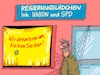 Cartoon: Schaufensterkrankheit (small) by RABE tagged sonderparteitag,spd,martin,schulz,ja,groko,koalitionsverhandlungen,rabe,ralf,böhme,cartoon,karikatur,pressezeichnung,farbcartoon,tagescartoon,merkel,union,koalitionsgespräche,abrissbirne,dekoration,schaufenster,umdekoration,regierungslädchen,kunde,bürger,zielgerade,ergebnis,koalitionspapiere