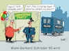 Cartoon: Schröder feiert (small) by RABE tagged gerhard,schröder,altkanzler,spd,geburtstag,geburtstagsparty,geburtstagsgäste,rabe,ralf,böhme,cartoon,karikatur,pressezeichnung,farbcartroon,tagescartoon,polizei,sek,gefängnis,einsatzfahrzeug,putin,putinfreun,gästeliste,gratulanten,gefangenentransport,haftbefehl,kriegsverbrecher,demokrat