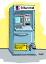 Cartoon: Schuldenbremse neu (small) by RABE tagged schulden,schuldenbremse,schuldenkrise,eu,euro,eurozone,griechenland,athen,tsipras,rabe,ralf,böhme,cartoon,karikatur,pressezeichnung,farbcartoon,tagescartoon,geldautomat,ec,sparkasse,bank,bremse