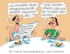 Cartoon: Schwarzarbeit am Bau (small) by RABE tagged baubranche,bauboom,schwarzarbeit,betrafung,ausländer,menschenhandel,rabe,ralf,böhme,cartoon,karikatur,pressezeichnung,farbcartoon,tagescartoon,frühstück,frühstückstisch,ddr,honecker,eigenheim,handwerker,beziehungen,baumaterialien,engpass