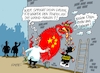 Cartoon: Schwarzmalerei (small) by RABE tagged china,peking,drachen,taiwan,pelosi,aufrüstung,manöver,seemanöver,rabe,ralf,böhme,cartoon,karikatur,pressezeichnung,farbcartoon,tagescartoon,teufel,wand,wandmalerei,deutschland,wirtschaft,chips,chipherstellung,sanktionen,wirtschaftsbeziehungen