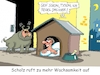 Cartoon: Seid wachsam (small) by RABE tagged ampelregierung,scholz,spd,grüne,fdp,lindner,kinder,kindergrundsicherung,rabe,ralf,böhme,cartoon,karikatur,pressezeichnung,farbcartoon,tagescartoon,hausmeister,ohren,zähne,wachsamkeit,wache,rechte,afd,rassismus,hund,wachhund,hundehütte,herrchen