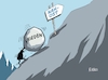 Cartoon: Sisyphus hoch hinaus (small) by RABE tagged israel,hamas,gaza,gazastreifen,westjordanland,gewalt,krieg,konflikte,friedensgespräche,friedensbemühungen,aussöhnung,rabe,ralf,böhme,cartoon,karikatur,pressezeichnung,farbcartoon,tagescartoon,friedenstaube,sisyphus,berg,fels,felsblock,wegweiser,nahost