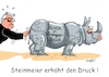 Cartoon: Steinmeier drückt (small) by RABE tagged steinmeier,türkei,besuch,erdogan,gastgeschenk,rabe,ralf,böhme,cartoon,karikatur,pressezeichnung,farbcartoon,tagescartoon,döner,spieß,spiess,dönerspieß,dönerspiess,essen,nashorn,panzernashorn,frank,walter,spd,druck,kritik,istanbul,erdoganpolitik,daumen