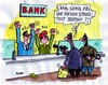 Cartoon: Stresstest (small) by RABE tagged banken,krise,kreditinstitut,bankschalter,geld,euro,finanzen,banker,bankräuber,pistole,bedrohung,schalldämpfer,maskierung,angst,zittern,tresor,geldschrank,geldbündel,geldautomat,alarmanlage