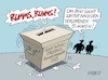 Cartoon: Urnengang nochmal (small) by RABE tagged merz,groko,spd,union,posten,postenvergabe,rabe,ralf,böhme,cartoon,karikatur,pressezeichnung,farbcartoon,tagescartoon,schaufenster,deko,umbau,laden,ladenhüter,regierungsbildung,bsw,sahra,wagenknecht,wahlurne,neuwahlen,stimmenverlust,stimmensuche,klage