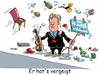 Cartoon: Vergeigt (small) by RABE tagged cameron,england,briten,austritt,verbleib,eu,brüssel,volksentscheid,leave,rabe,ralf,böhme,cartoon,karikatur,pressezeichnung,farbcartoon,tagescartoo,geiger,premierminister,rücktritt,obst,eier,tomaten