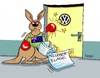 Cartoon: VW (small) by RABE tagged vw,wolfsburg,abgase,abgastest,manipulation,winterkorn,usa,abgasmanipulation,rabe,ralf,böhme,cartoon,karikatur,pressezeichnung,farbcartoon,tagescartoon,millionenforderungenwolfsburg,australien,känguru,millionenklage