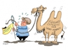 Cartoon: Waffenexporte (small) by RABE tagged saudi,arabien,rüstungsexporte,waffenlieferungen,stopp,lieferstopp,merkel,kanzlerin,bundesregierung,raberalg,böhme,cartoon,karikatur,pressezeichnung,farbcartoon,tagescartoon,kamel,wüste,nadelör,journalisten,botschaft,türkei,erdogan,scheich,prinz,jamal,kashoggi