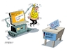 Cartoon: Wahlomatisierung (small) by RABE tagged bundestagswahl,wahlkampf,osten,ddr,ostbeauftragter,bundesregierung,recht,rabe,ralf,böhme,cartoon,karikatur,pressezeichnung,farbcartoon,tagescartoon,kanzleramt,laschet,gartenzwerg,nichtwähler,wahlurne,mobilisierung,kettenfahrzeug,schlawittchen