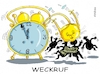 Cartoon: Weckruf (small) by RABE tagged klimawandel,umwelt,umweltministerin,schulze,sp,klimapreis,heizung,auto,rabe,ralf,böhme,cartoon,karikatur,pressezeichnung,farbcartoon,tagescartoon,brücke,bettler,verkehr,klimaprämie,friday,for,future,wutrede,thunberg,weckruf,staatschefs,regierungschefs,merkel,wecker,un,klimakonferenz,new,york