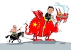 Cartoon: Zweispänner (small) by RABE tagged putin,moskau,kremlchef,russland,ukrainekrieg,china,peking,xi,jinping,staatschef,treffen,staatsbesuch,rabe,ralf,böhme,karikatur,cartoon,farbcartoon,pressezeichnung,tagescartoon,drachen,pferd,zügel,reiter,sattel,echse