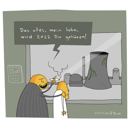 Cartoon: Familienbande (medium) by Schilling  Blum tagged atom,vater,sohn,erbe,nukular