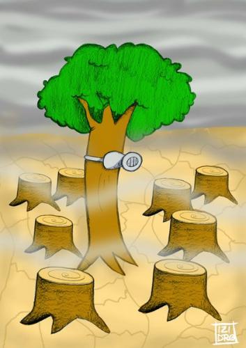 Cartoon: the last tree. (medium) by izidro tagged ecology
